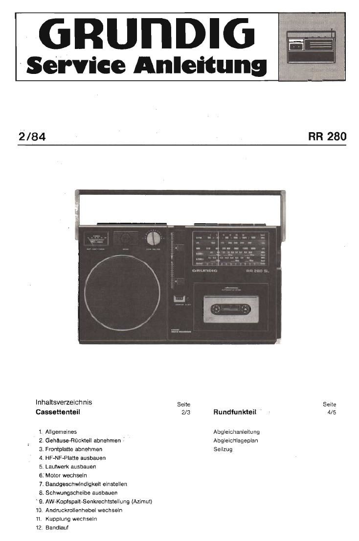 Grundig RR 280 Service Manual