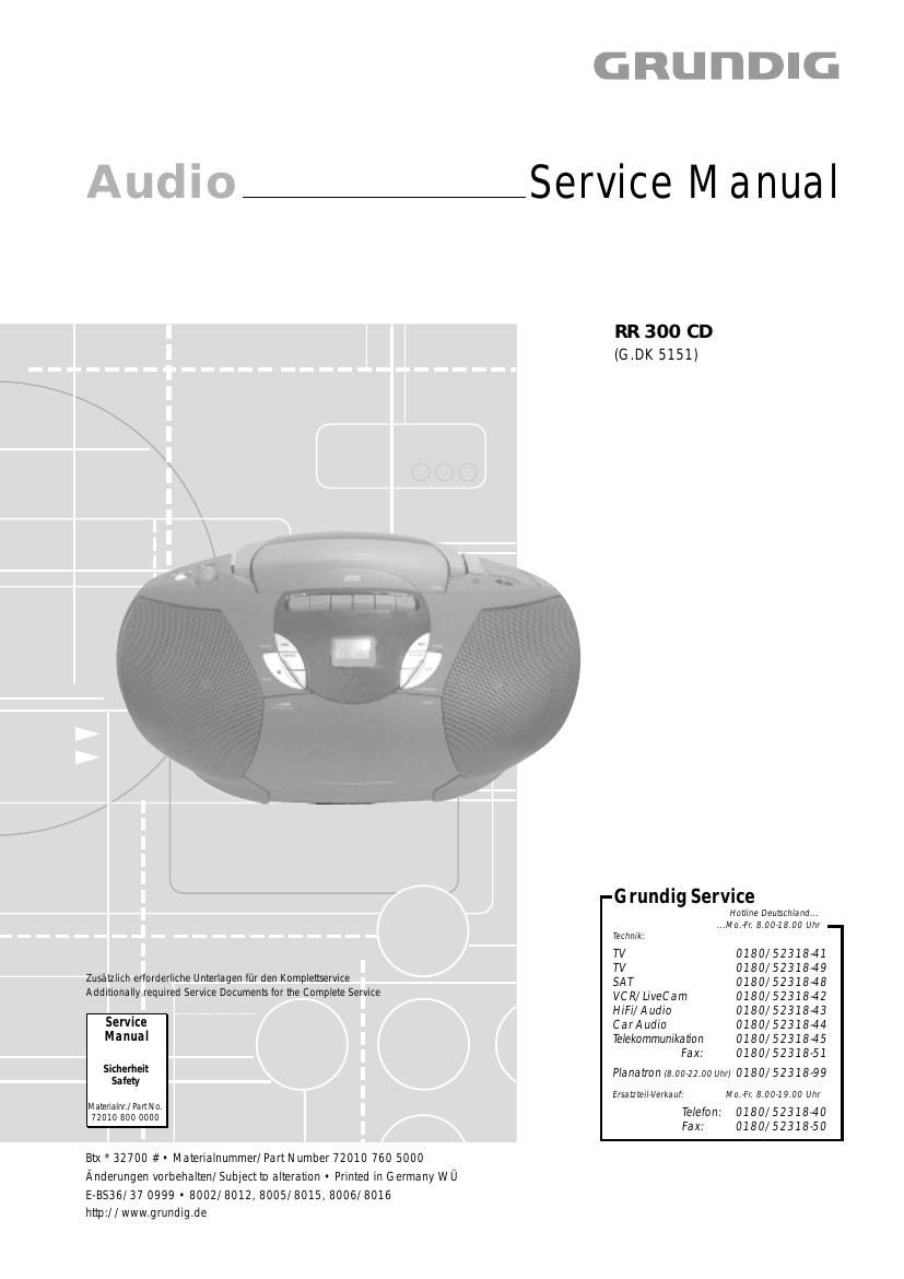 Grundig RR 300 CD Service Manual