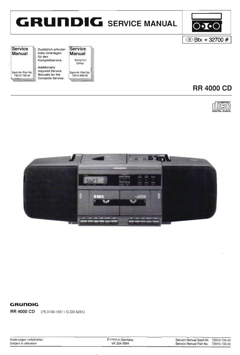 Grundig RR 4000 CD Service Manual