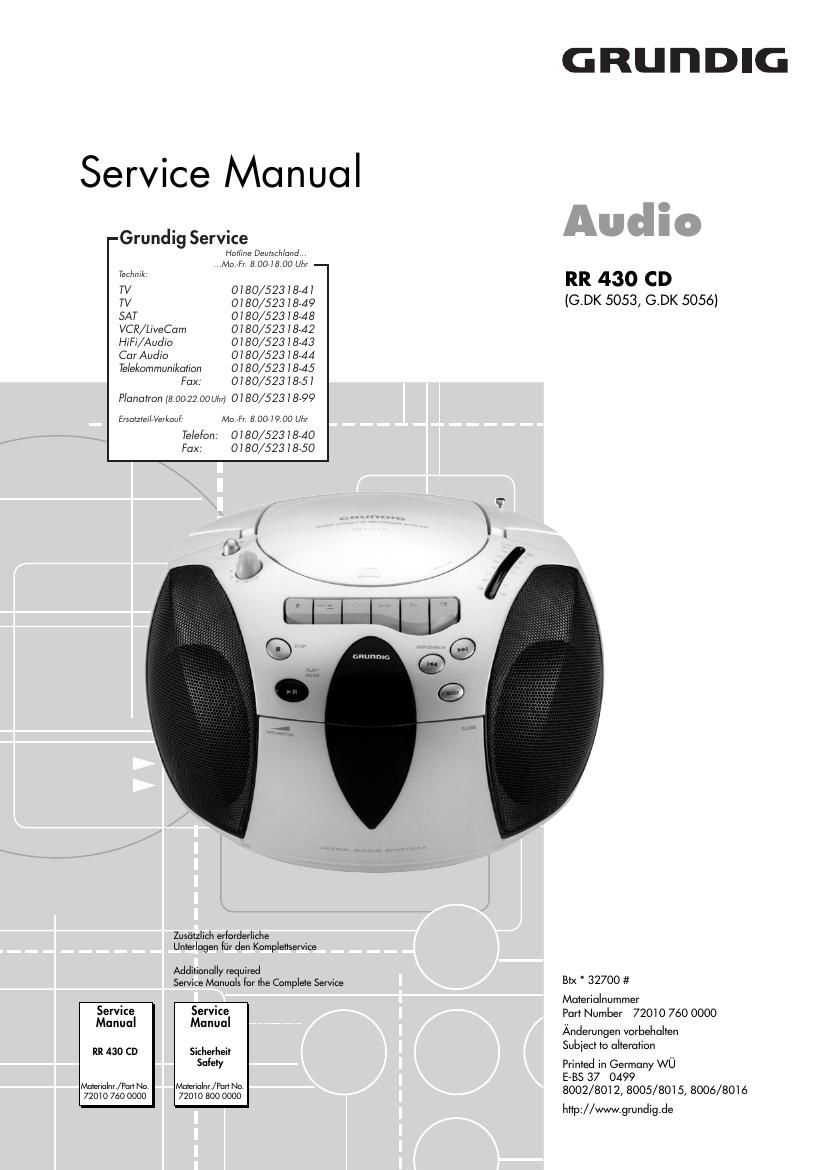 Grundig RR 430 CD Service Manual