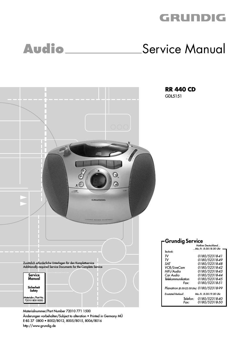 Grundig RR 440 CD Service Manual