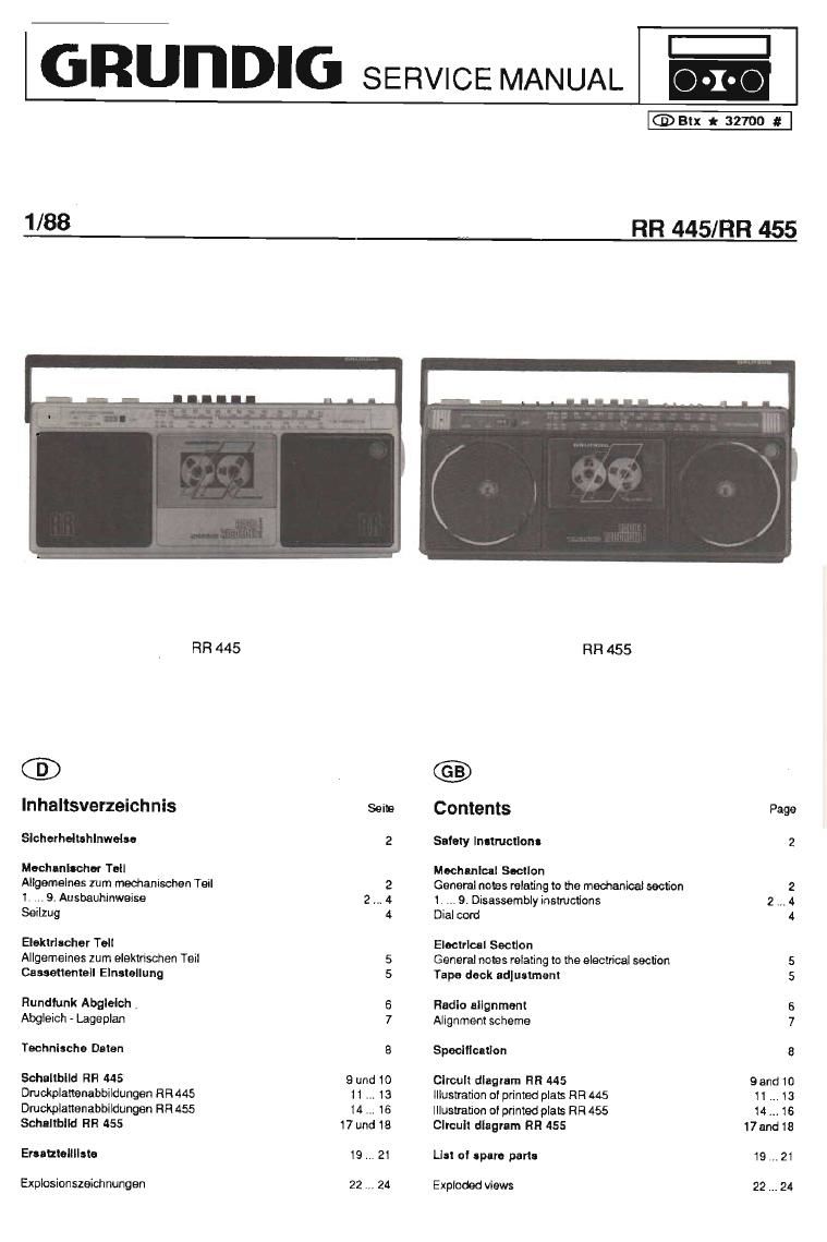 Grundig RR 445 RR 455 Service Manual