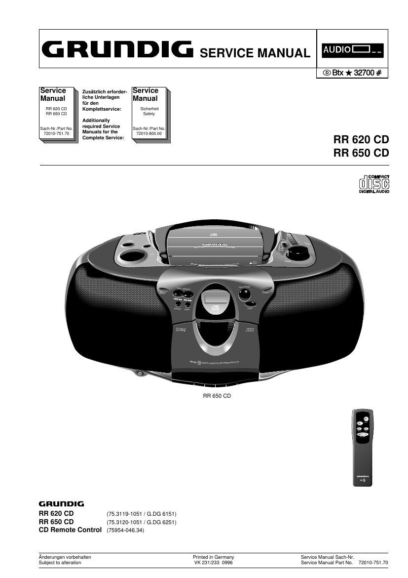 Grundig RR 620 CD Service Manual