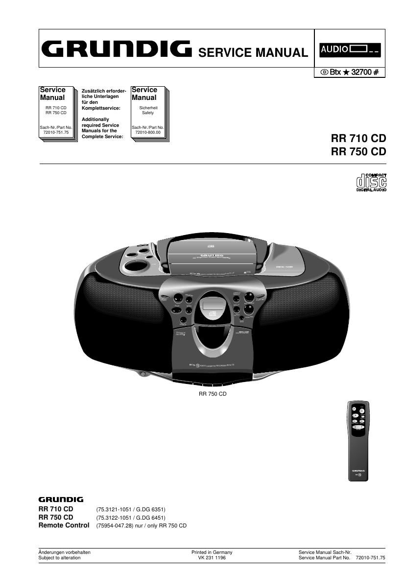 Grundig RR 710 CD Service Manual