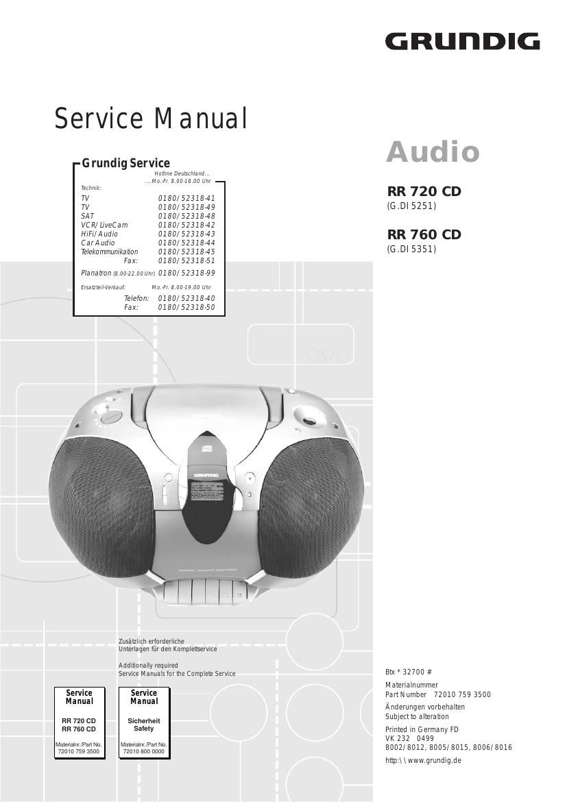 Grundig RR 720 CD Service Manual