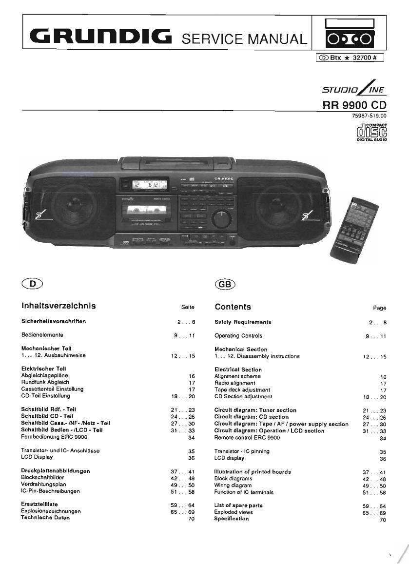Grundig RR 9000 CD Service Manual