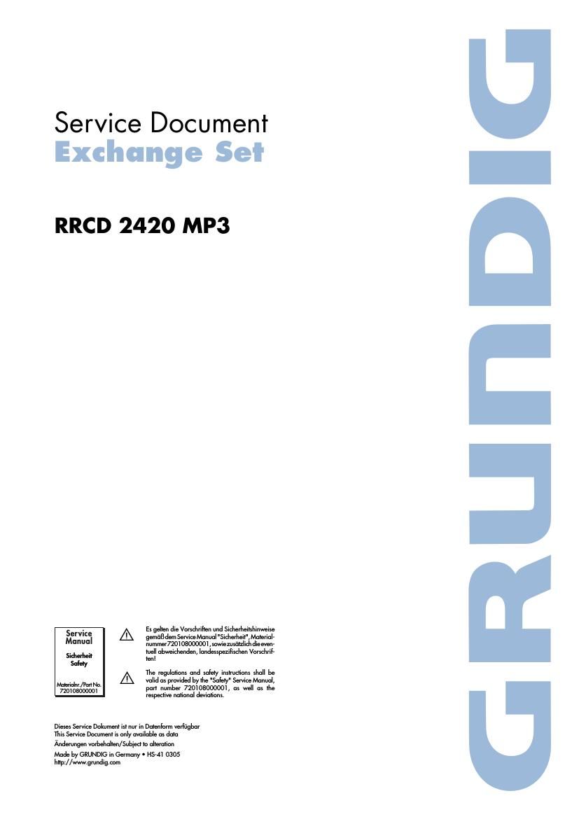 Grundig RRCD 2420 MP 3 Service Manual