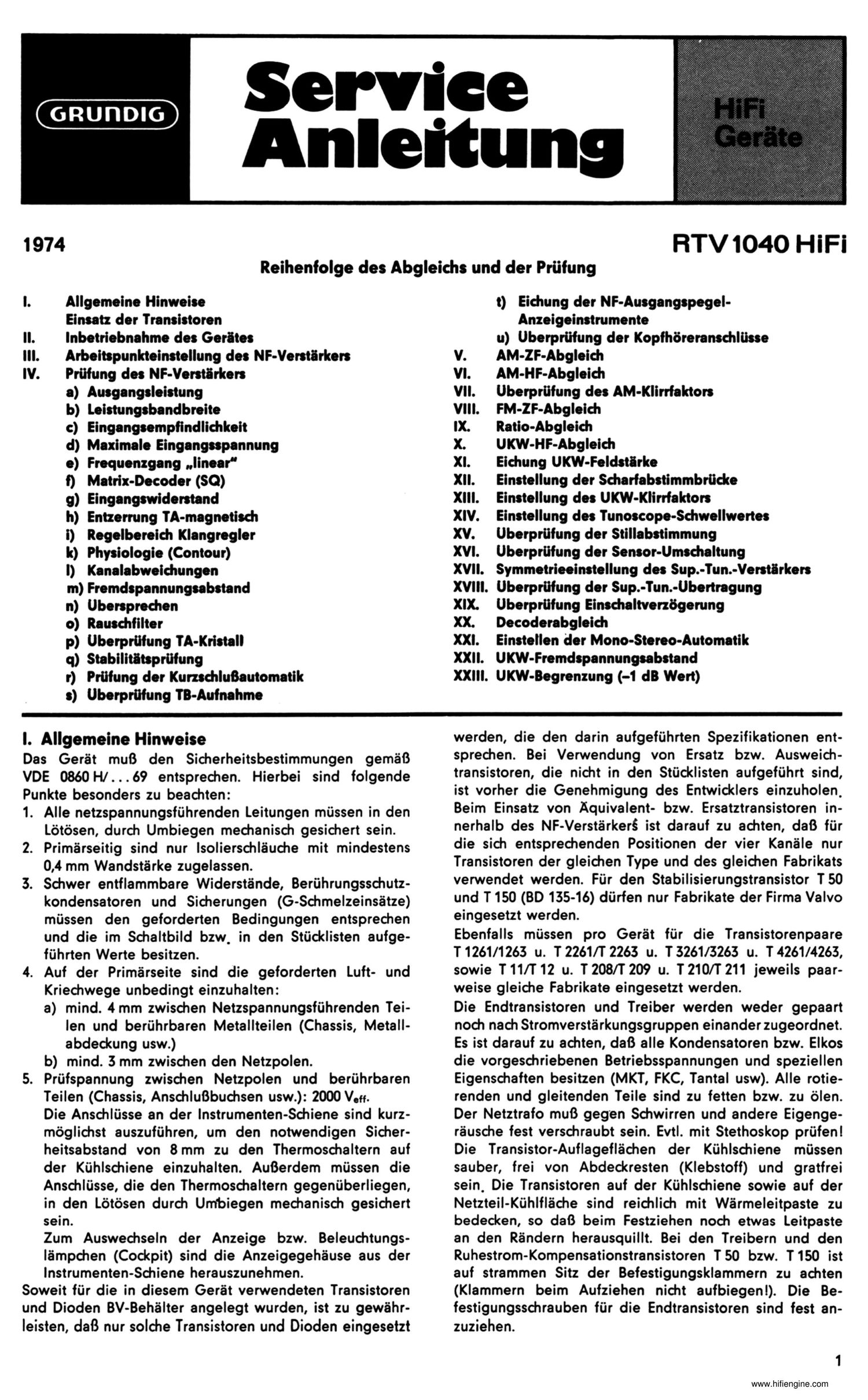Grundig RTV 1040 Service Manual