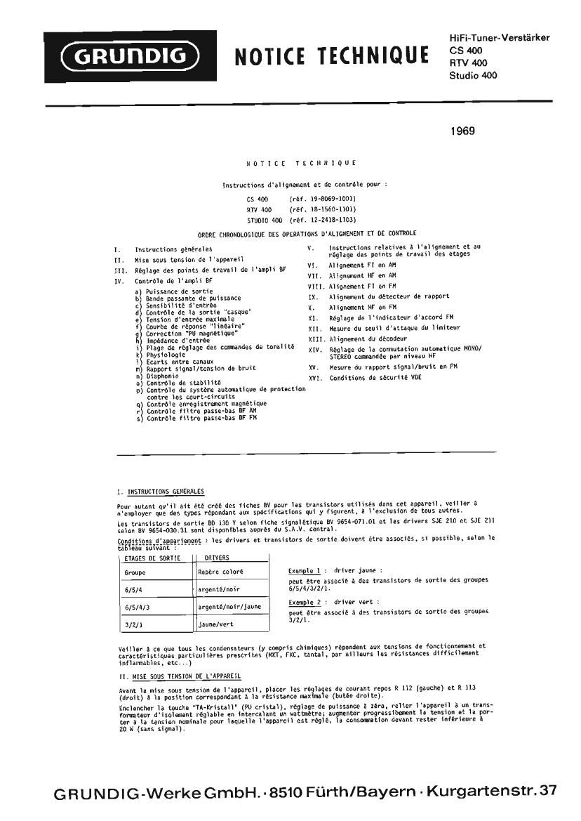 Grundig RTV 400 Service Manual