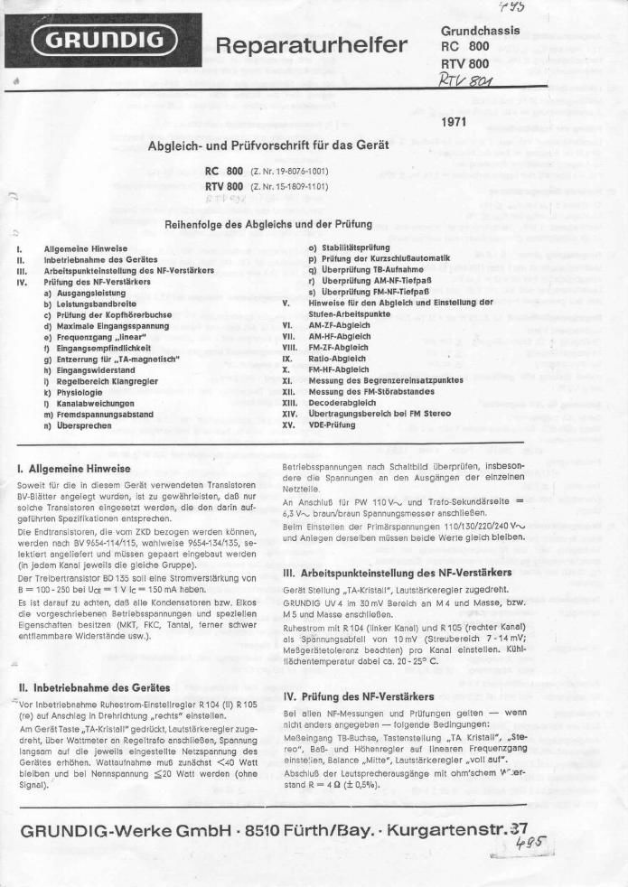 Grundig RTV 800 Service Manual 2