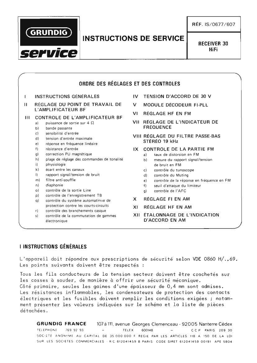 Grundig Receiver 30 Service Manual