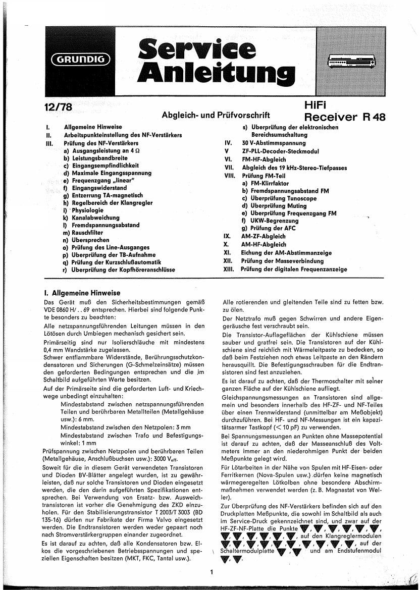 Grundig Receiver R 48 Schematics