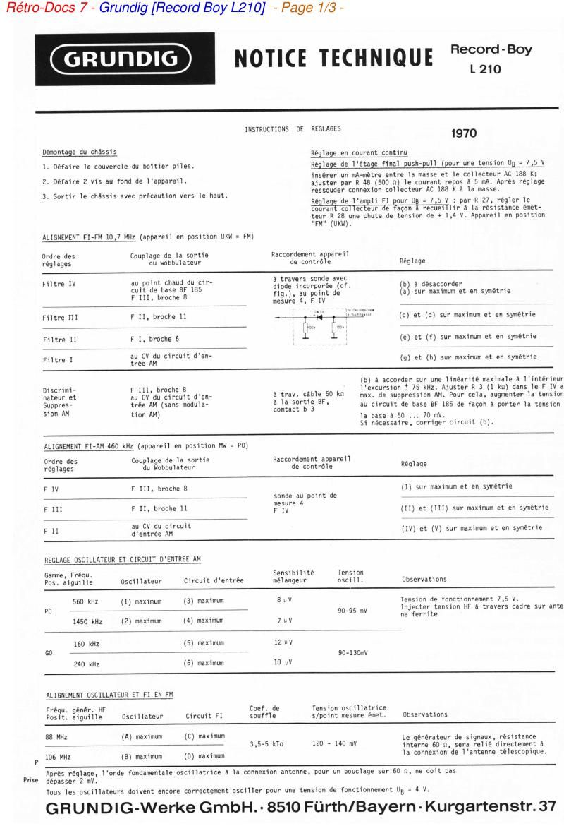 Grundig Record Boy L 210 Service Manual