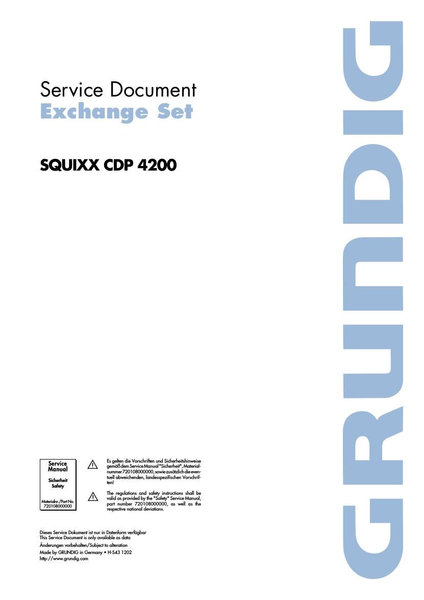 Grundig SQUIXX CDP 4200 Service Manual