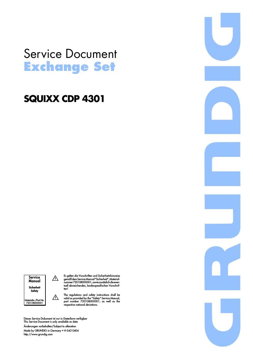 Grundig SQUIXX CDP 4301 Service Manual