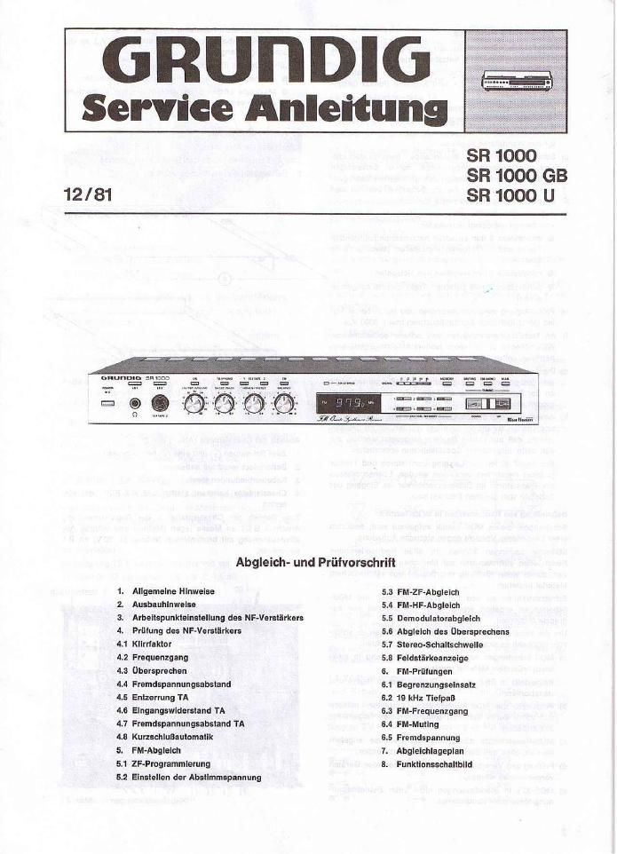 Grundig SR 1000 Service Manual