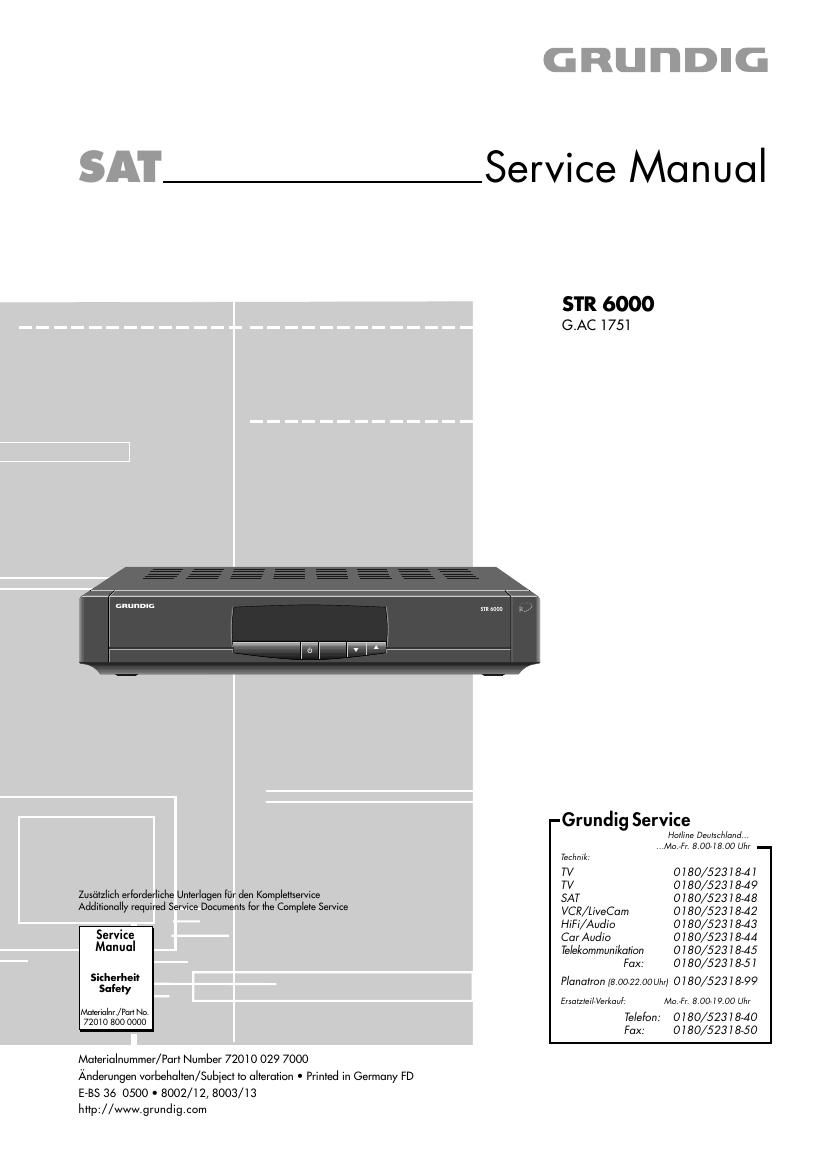 Grundig STR 6000 Service Manual