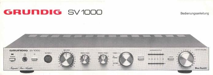 Grundig SV 1000 Owners Manual