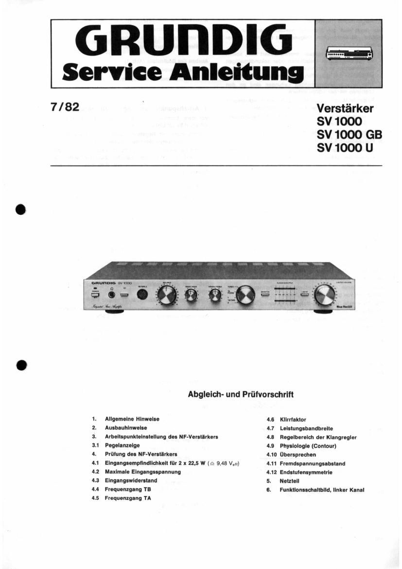 Grundig SV 1000 Service Manual