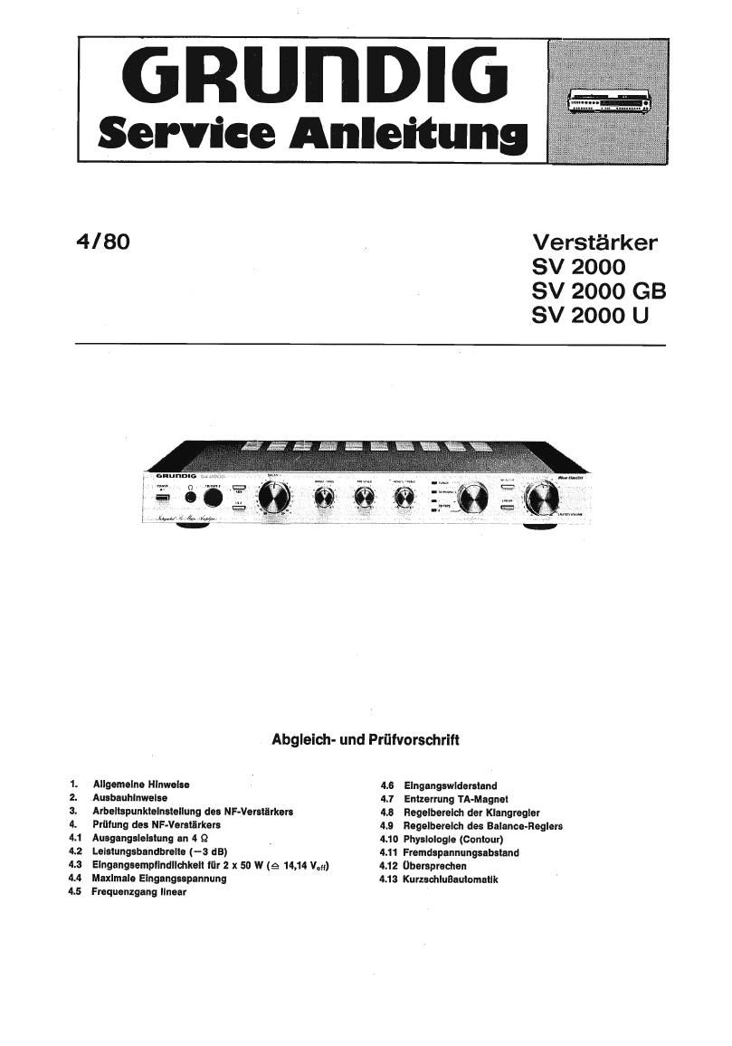 Grundig SV 2000 Service Manual