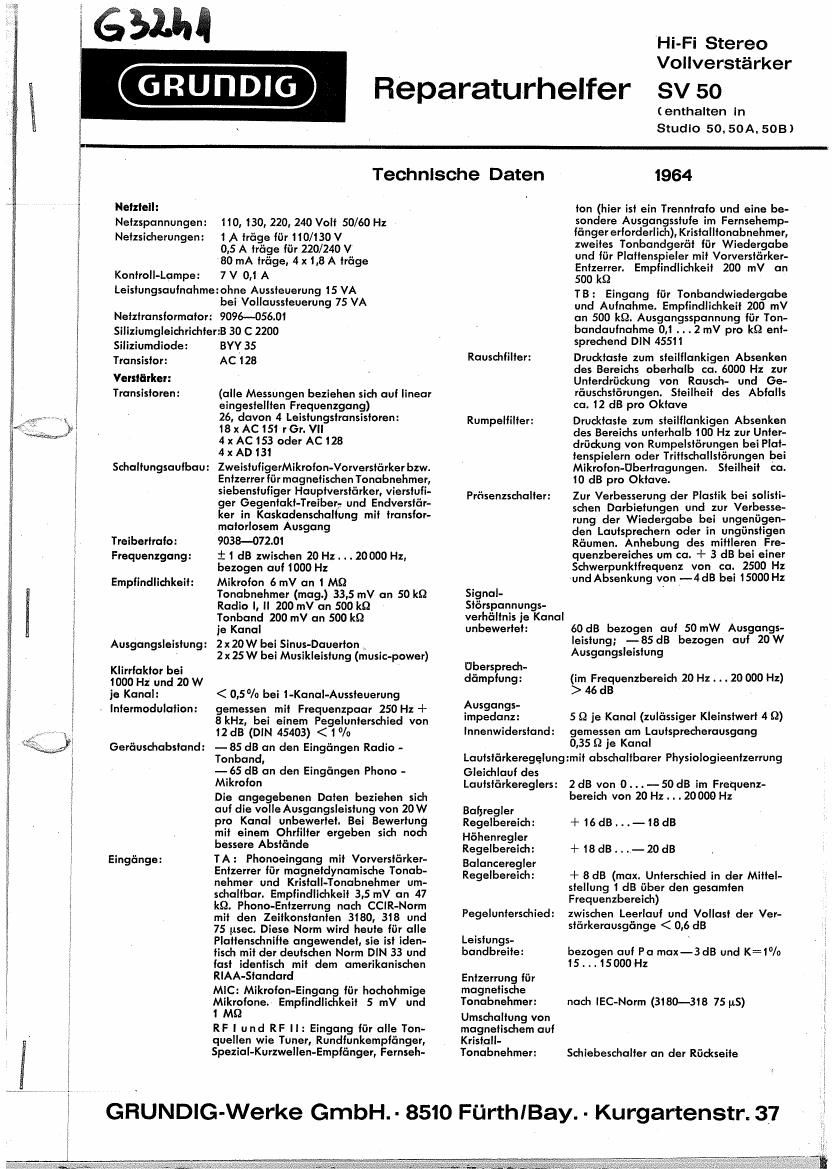 Grundig SV 50 Service Manual