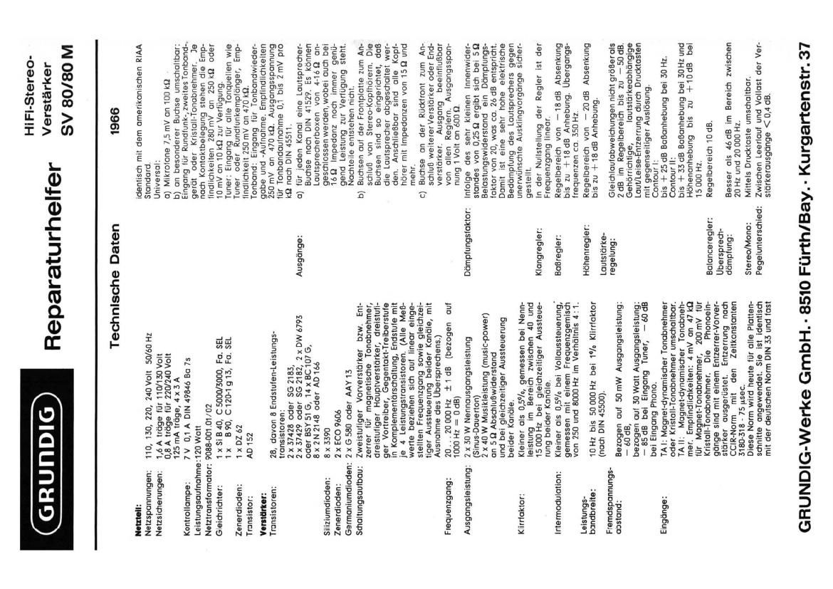 Grundig SV 80 80M Service Manual