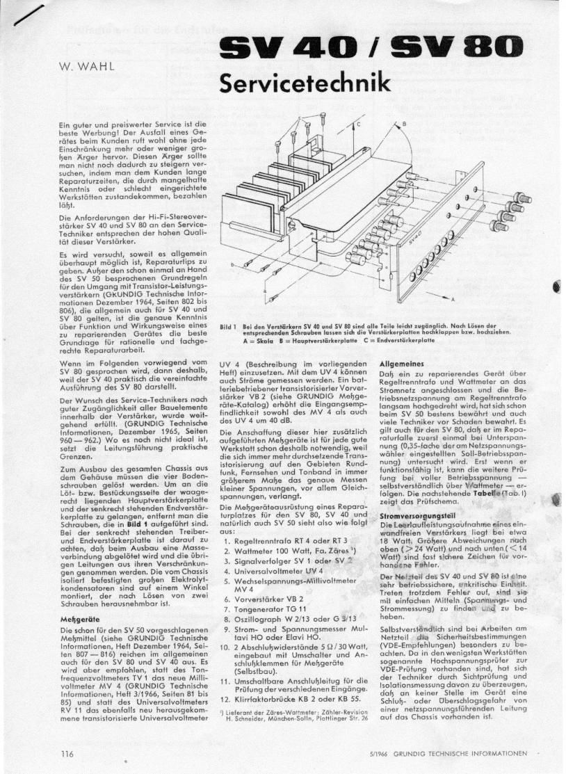 Grundig SV 80 Service Manual