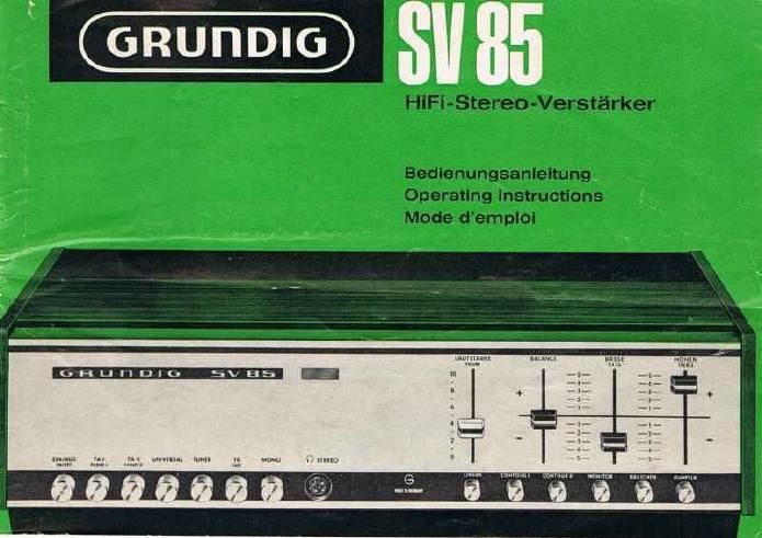 Grundig SV 85 Owners Manual