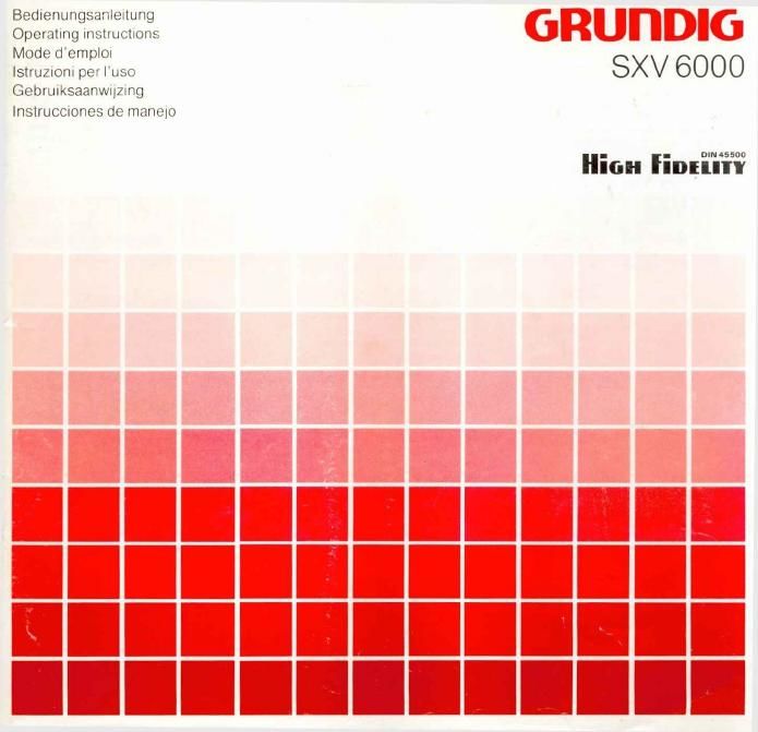 Grundig SXV 6000 Owners Manual