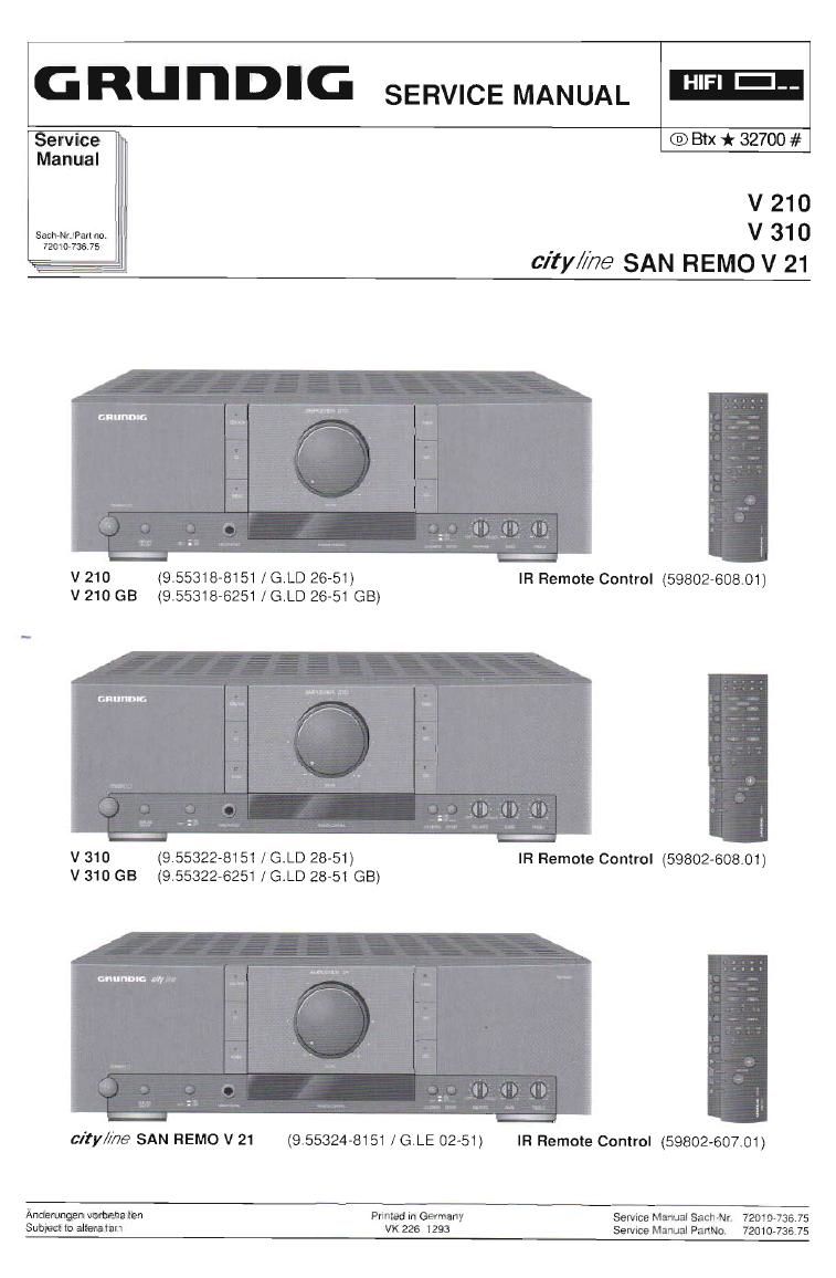 Grundig San Remo V 21 Service Manual