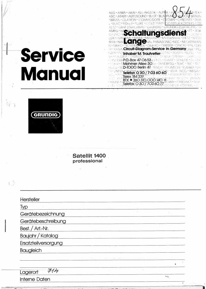 Grundig Satellit 1400 Service Manual