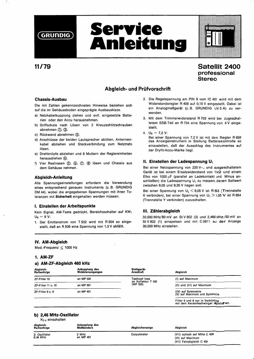 Grundig Satellit 2400 Service Manual