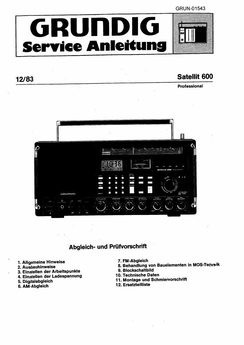 Grundig Satellit 600 Service Manual