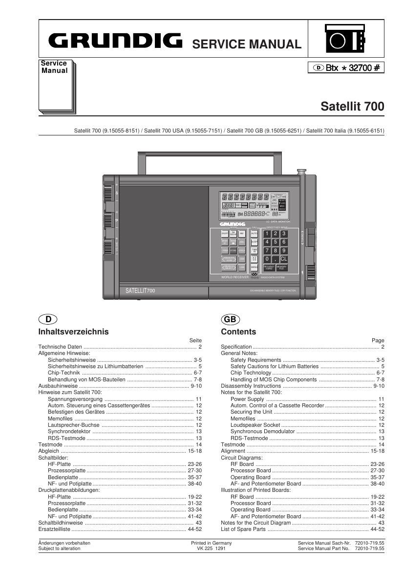 Grundig Satellit 700 Service Manual