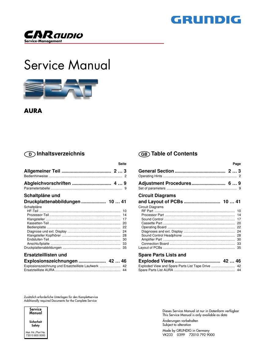 Grundig Seat Aura Service Manual