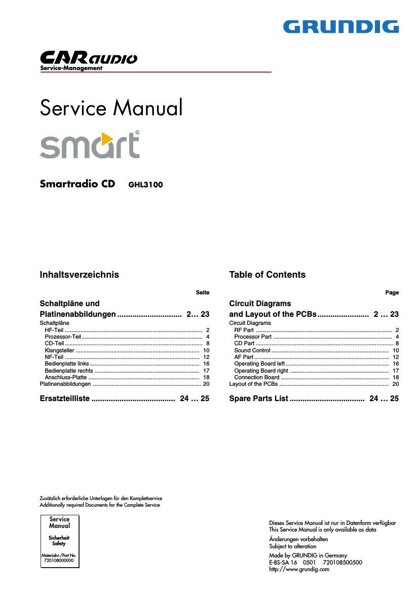 Grundig Smart Radio CD Service Manual