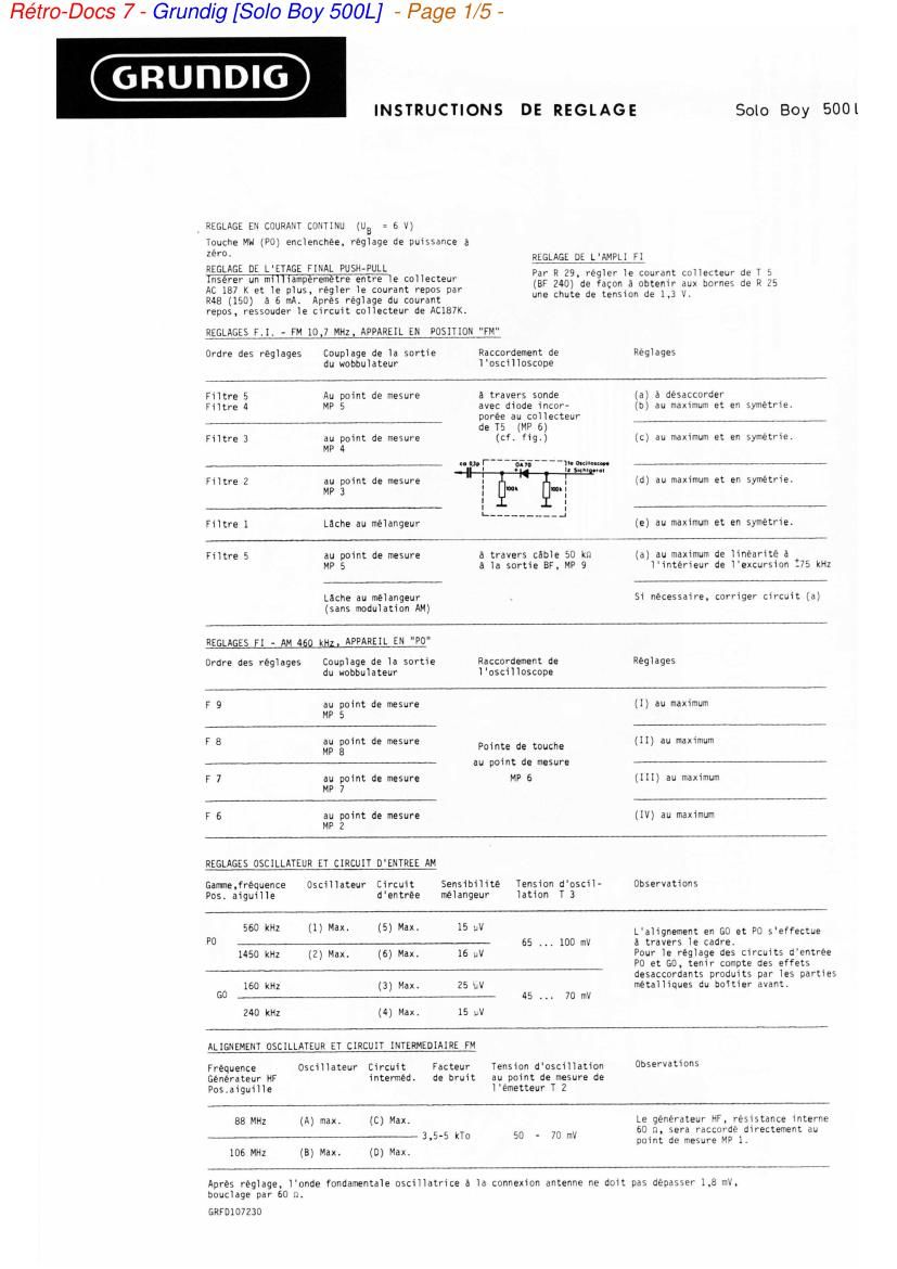 Grundig Solo Boy 500 L Service Manual