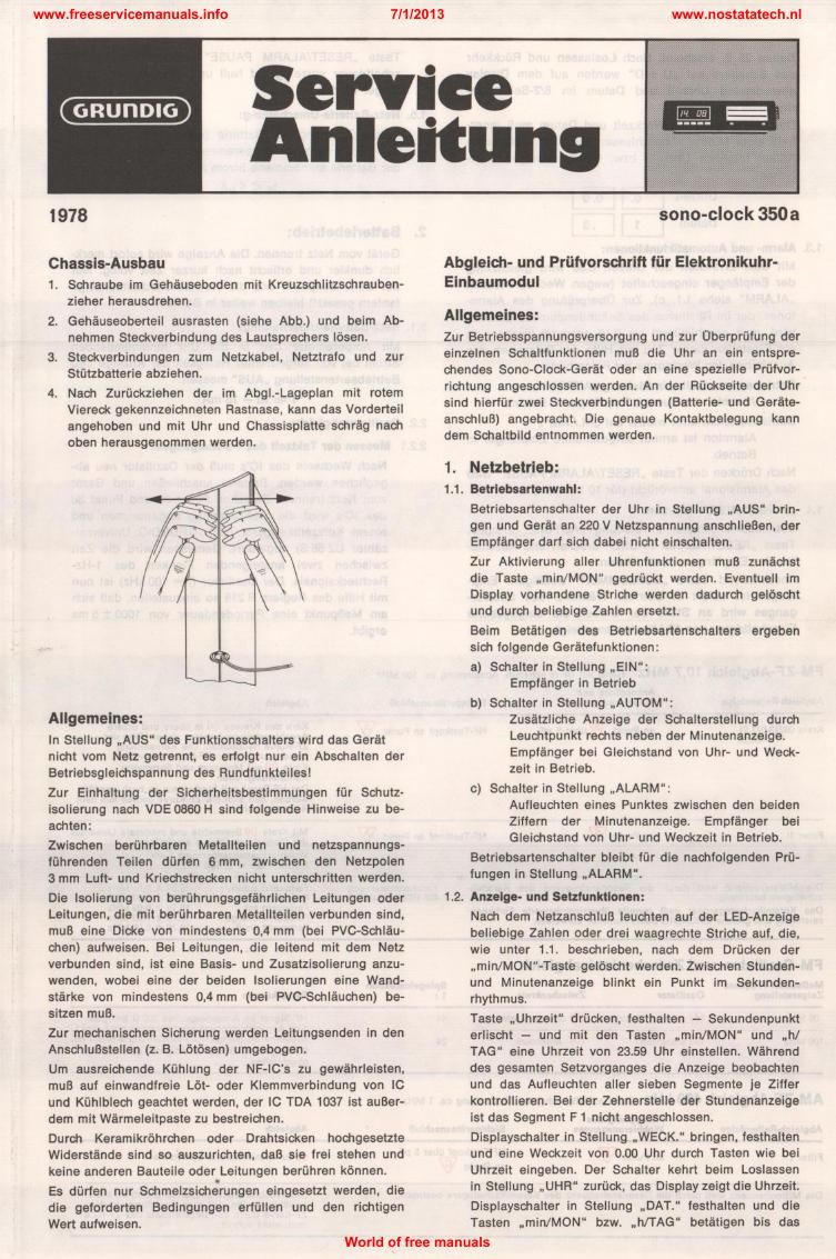 Grundig Sonoclock 350 A Service Manual