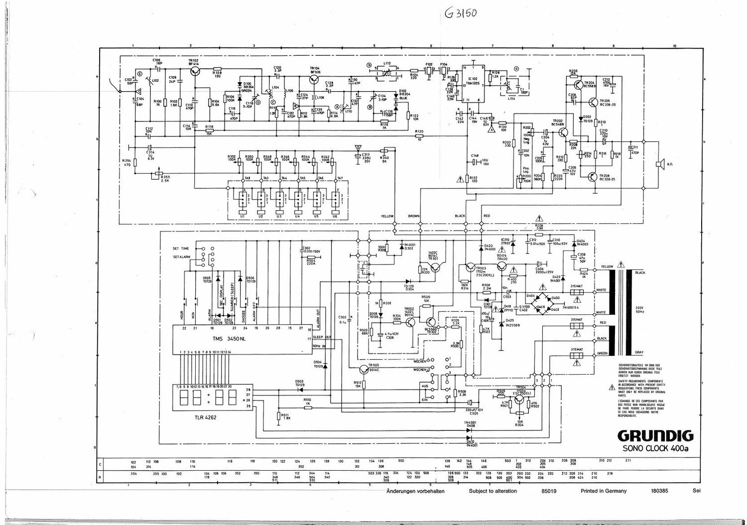 Grundig Sonoclock 400 A Schematic