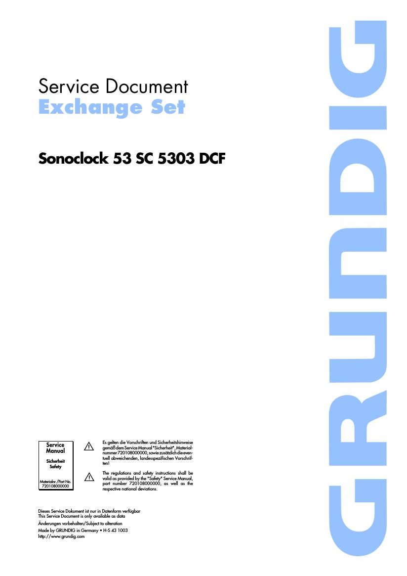 Grundig Sonoclock 53 SC 5303 Service Manual