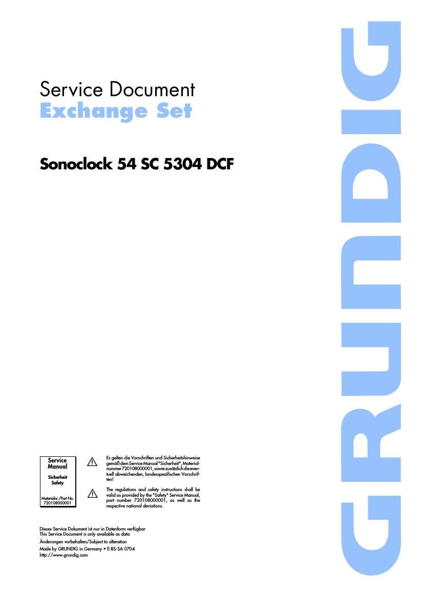 Grundig Sonoclock 54 SC 5304 Service Manual