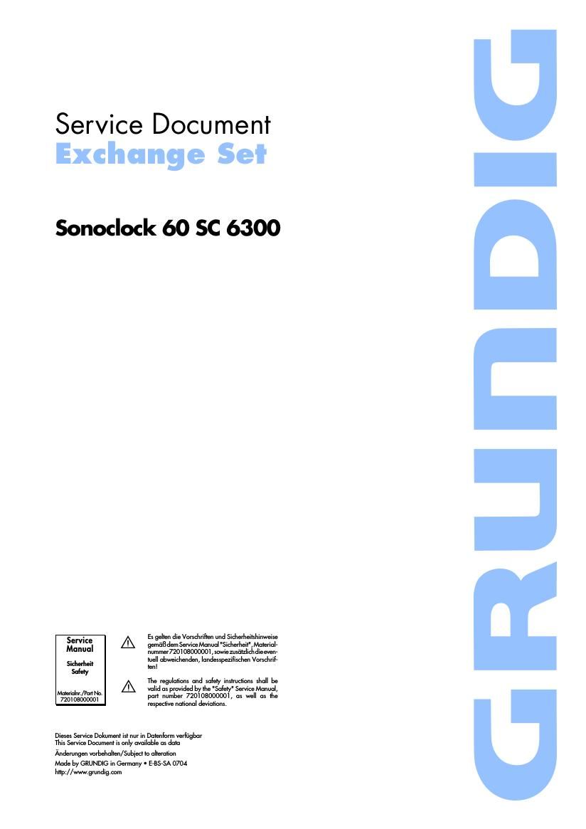 Grundig Sonoclock 60 SC 6300 Service Manual