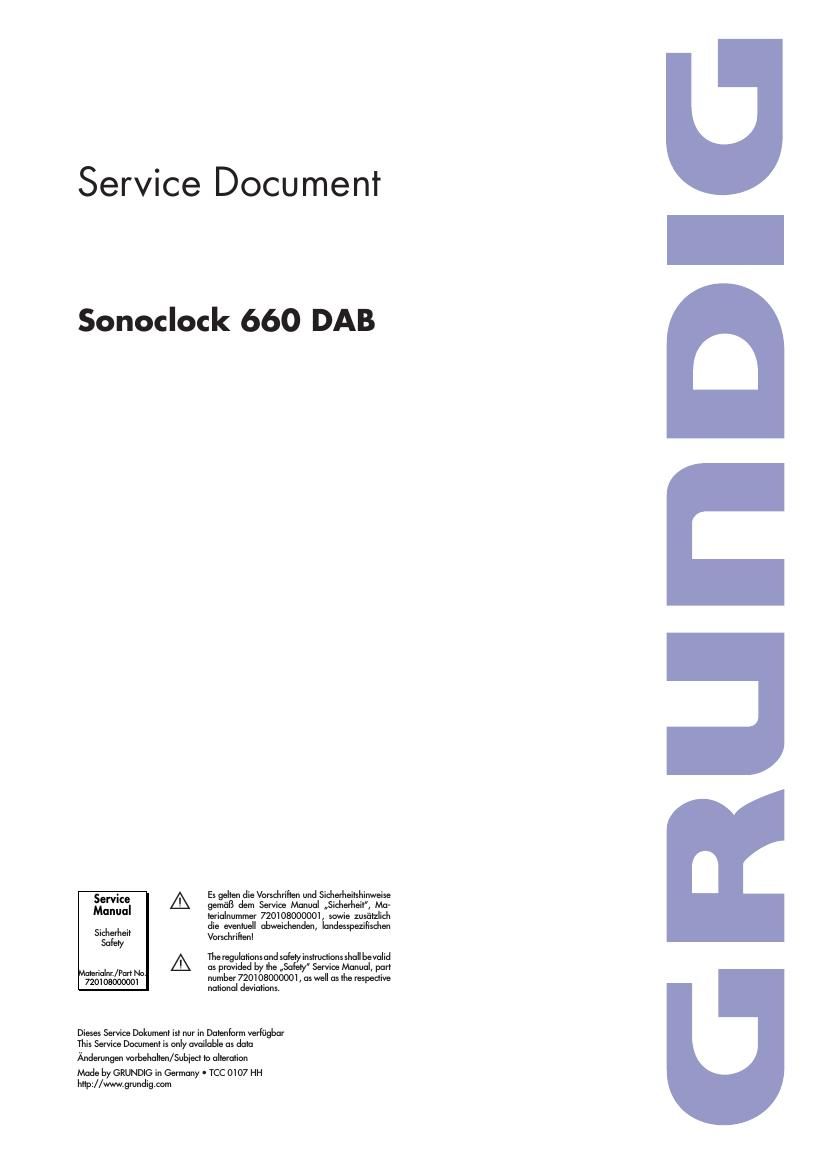 Grundig Sonoclock 660 DAB Service Manual