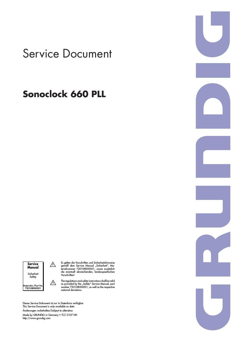 Grundig Sonoclock 660 PLL Service Manual