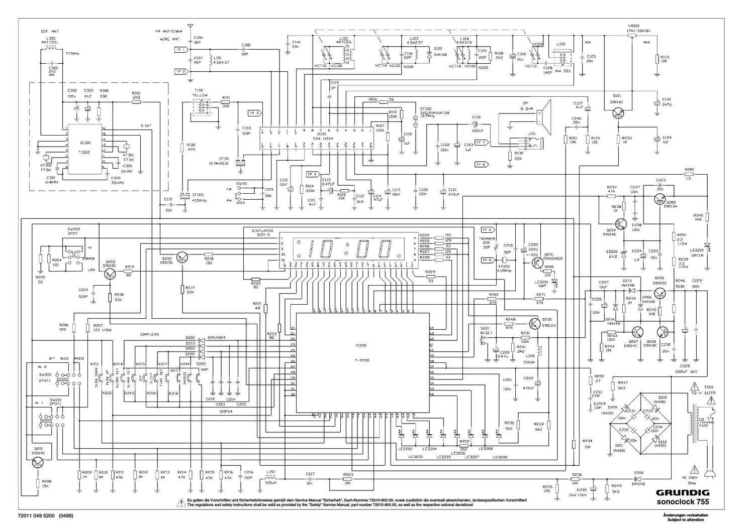 Grundig Sonoclock 755 Schematic