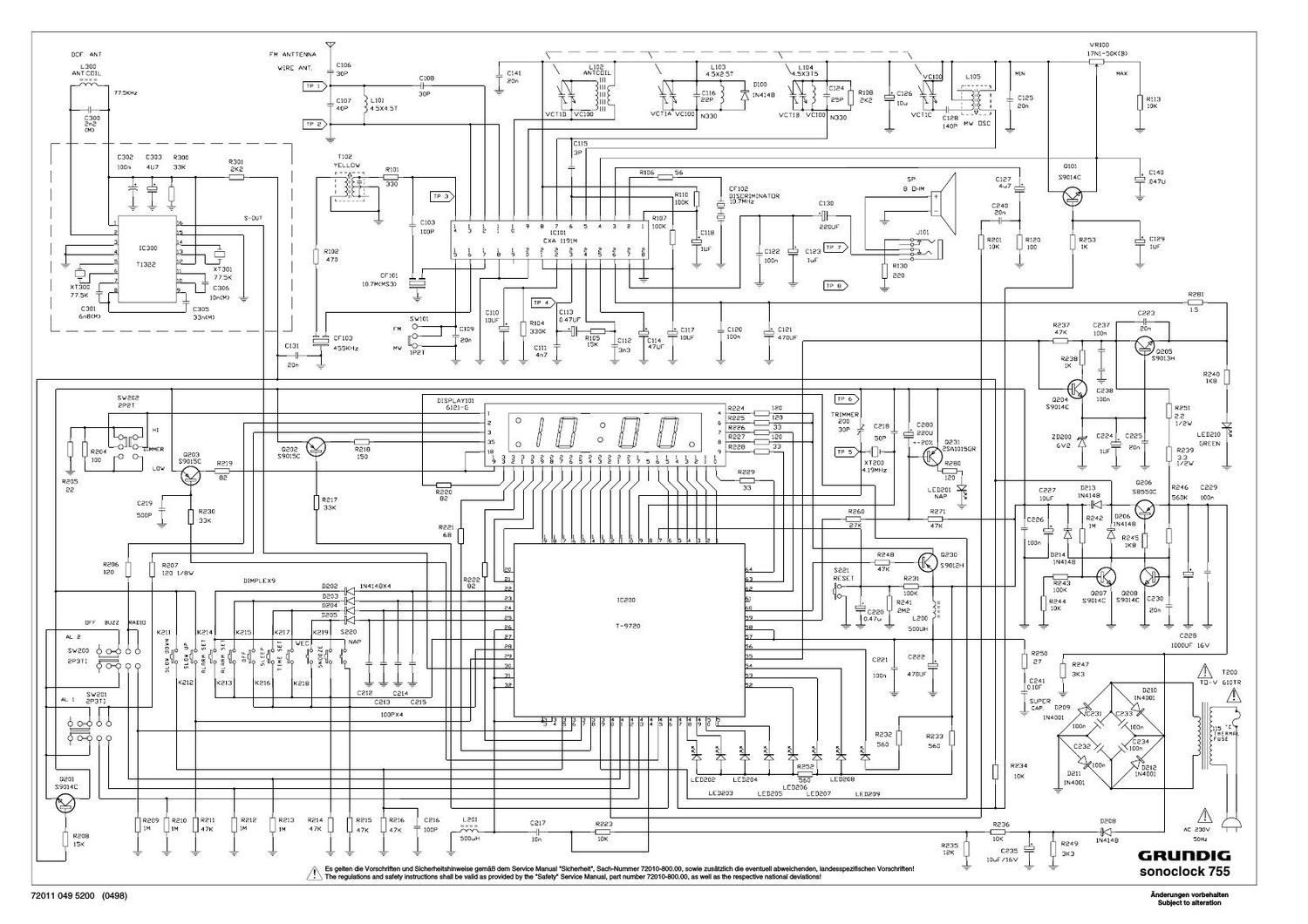 Grundig Sonoclock 755 Schematic