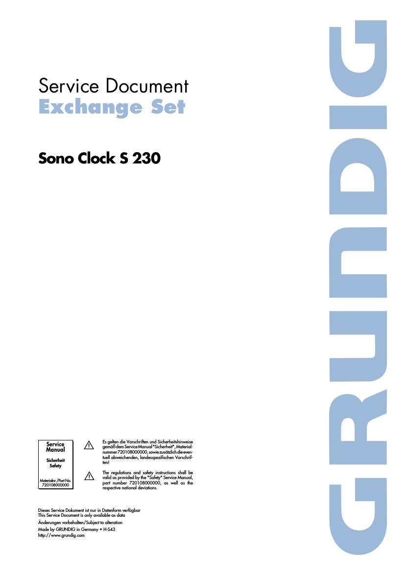 Grundig Sonoclock S 230 Service Manual