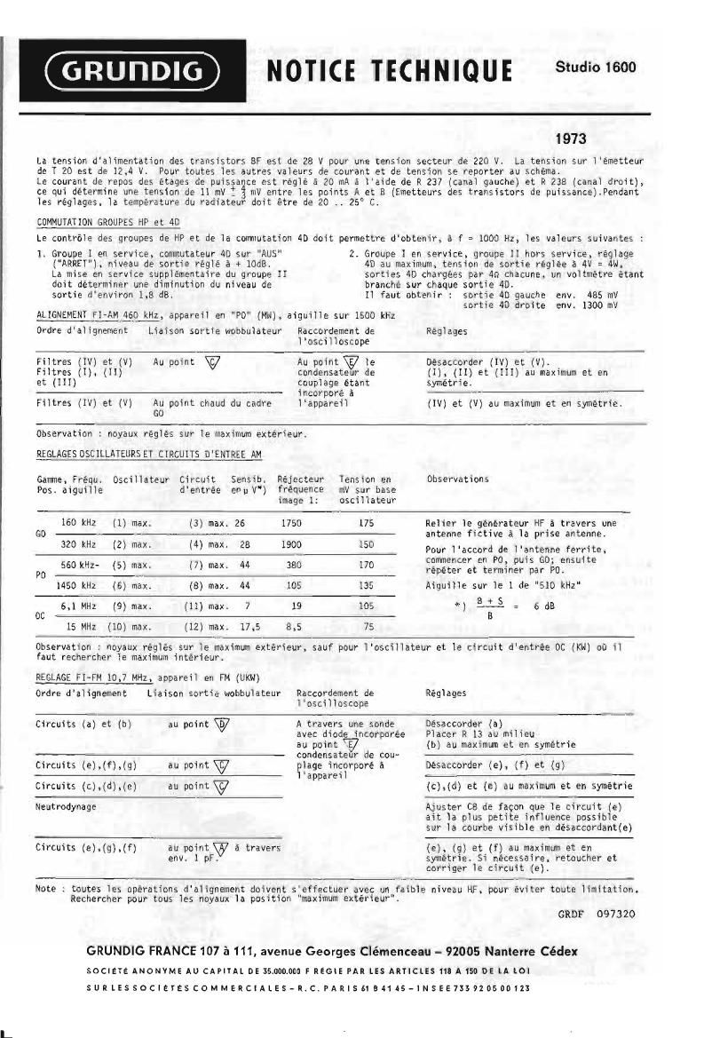 Grundig Studio 1600 Service Manual 2