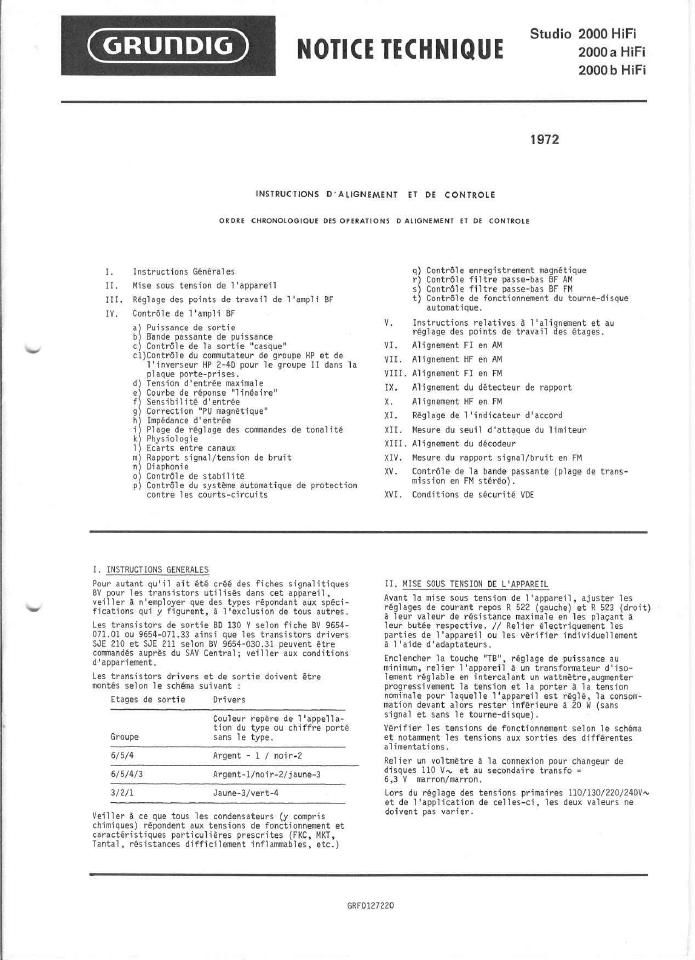 Grundig Studio 2000 A Service Manual