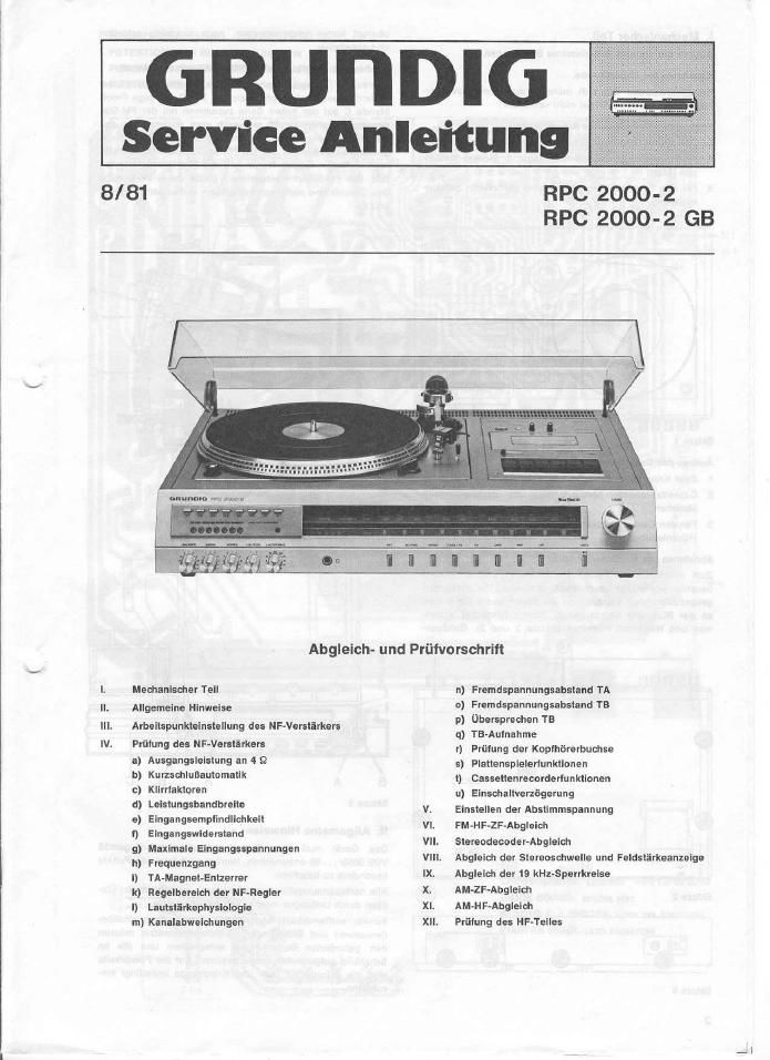 Grundig Studio RPC 2000 2 Service Manual